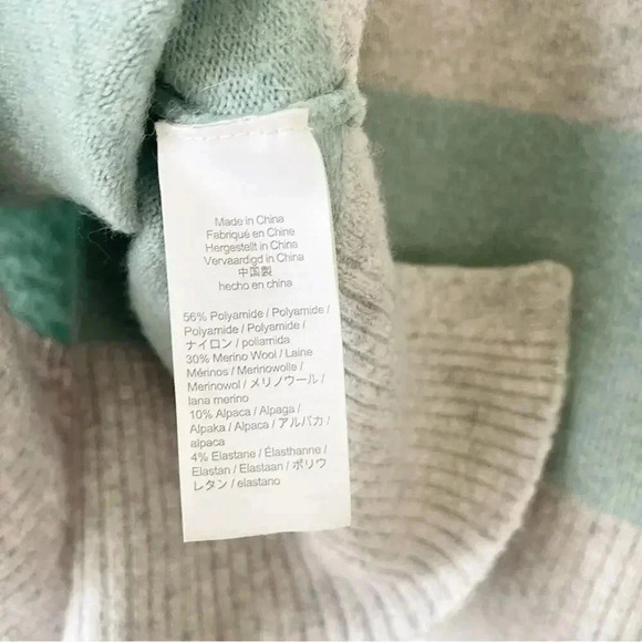 J.Crew Striped turtleneck sweater in Supersoft yarn Heather Grey Mint Size Large - Picture 12 of 12